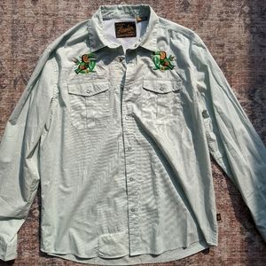 Howler brothers gaucho shirt, toucan, seafoam green, large